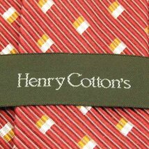 【良品】 ヘンリーコットンズ Henry Cotton's 小紋柄 日本製 ライン柄 総柄 高級 メンズ ネクタイ レッド_画像4