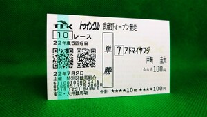 アドマイヤフジ：2010武蔵野オープン競走：現地単勝馬券