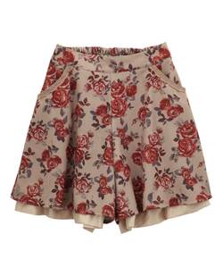  new goods axes femme axes femme beige suede style floral print culotte M