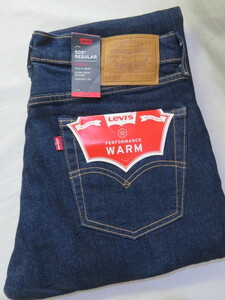 ☆新品 タグ付き premium Levi's 505 warm ストレート ストレッチ 005-1653 防寒 防風 耐寒 保温 メンズ 冬物 冬用 W33 デニム ジーンズ☆