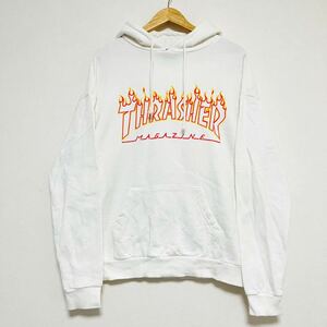 ★THRASHER スラッシャー★パーカー スウェット フーディー トップス フレイム ロゴ コットン 白 ホワイト メンズ サイズL/DD6251