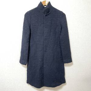 日本製◎★BLUE BURUE ブルーブルー★ARIGATO 藍 indigo インディゴ スタンドカラー Aライン ロング コート ジャケット ネイビー 2