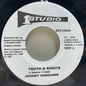 良好!! JAプレス 7インチ JOHNNY OSBOURNE Truth & Rights / Let Me In (Studio One) ジョニー・オズボーン 名曲 45RPM.