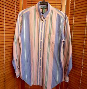 90s LAUREN RALPH LAUREN Ralph Lauren lady's stripe long sleeve shirt old clothes prompt decision equipped!