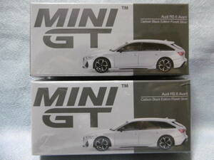 未開封新品 MINI GT 372 Audi RS 6 Avant Carbon Black Edition Florett Silver 左右ハンドル 2台組