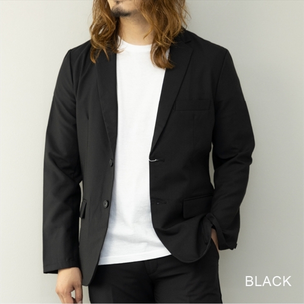 【即落送料込み】BLACK サイズＭ NYLAUS T/Rストレッチ テーラードジャケット