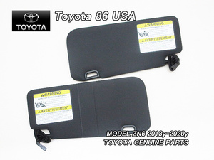 ハチロクZN6/TOYOTA/トヨタ86純正USサンバイザー左右ブラック(バニティランプ付)/USDM北米仕様FR-Sルームバイザー英字コーション注意書き