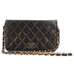 シャネル CHANEL ミニチェーン マトラッセ ショルダーバッグ ラムスキン ブラック レディース 中古 美品