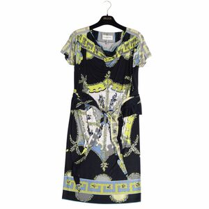 美品 エミリオプッチ EMILIO PUCCI ワンピース ショートスリーブ 総柄 ジャージー トップス レディース 38 マルチカラー cg04oo-rm05e24043