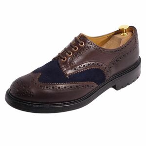 トリッカーズ Trickers レザーシューズ ウィングチップ ダービーシューズ レザー 革靴 メンズ 8 1/2 ブラウン/ネイビー cg09dn-rm05e25665