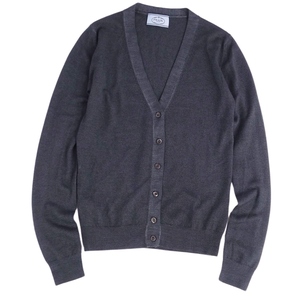  Prada PRADA knitted cardigan long sleeve plain wool tops lady's 38(S corresponding ) gray cg09de-rm05f06314