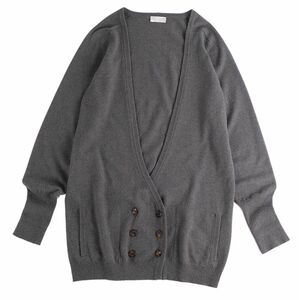 美品 ブルネロクチネリ BRUNELLO CUCINELLI ニット カーディガン ロングスリーブ ダブル カシミヤ レディース L グレー cg03mo-rm10f02719