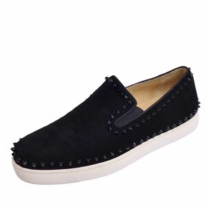 美品 クリスチャンルブタン Christian Louboutin スニーカー スリッポン PIK BOAT スパイク シューズ メンズ 44 黒 cg07ol-rm10f05002