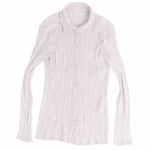 美品 イッセイミヤケ ISSEY MIYAKE シャツ ブラウス ロングスリーブ プリーツ トップス レディース 2(M相当) ホワイト cg09dn-rm05f06394_画像1