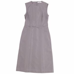 極美品 ジルサンダー JIL SANDER ワンピース ドレス ノースリーブ 無地 シルク トップス レディース 34(S相当) グレー cg05ed-rm21f04073