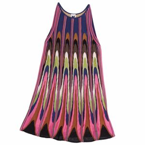 美品 ミッソーニ M MISSONI ニット ワンピース ブラウス タンクトップ ノースリーブ 総柄 レディース 38 マルチカラー cg06ol-rm11f04423