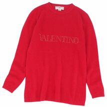 美品 Vintage ヴァレンティノ ガラヴァーニ Valentino Garavani ニット セーター 長袖 ロゴ トップス レディース 42 赤 cg08dm-rm11f05763_画像1