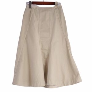  beautiful goods Prada PRADA skirt flair skirt knee height plain Zip up cotton bottoms lady's 40 beige cg06ml-rm11f04193