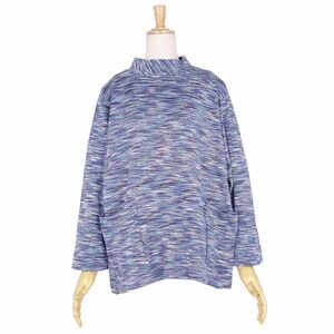 美品 ミッソーニ MISSONI INTIMO シャツ ブラウス ロングスリーブ 総柄 コットン トップス レディース L ブルー cg04ml-rm11f03162