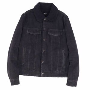 美品 アーペーセー A.P.C ジャケット デニムジャケット トラッカージャケット 中綿 ボア アウター メンズ L ブラック cg09dd-rm11f06203