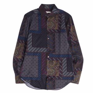 美品 エトロ ETRO シャツ ロングスリーブ ペイズリー パッチワークプリント コットン トップス メンズ 39 マルチカラー cg09de-rm05f06318