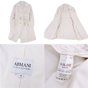 美品 アルマーニ コレッツォーニ ARMANI COLLEZIONI コート トレンチコート レディース スプリングコート 38 ホワイト ch12oe-rm11c12910の画像9