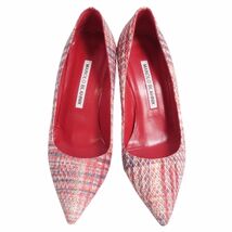 美品 マノロ・ブラニク Manolo Blahnik パンプス チェック柄 パイソンレザー ヒール シューズ 靴 35 マルチカラー cg06dr-rm05r06310_画像4