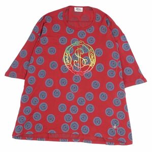 美品 ヴィヴィアンウエストウッドマン Vivienne Westwood MAN Tシャツ カットソー 総柄 トップス メンズ F レッド cg05oo-rm11e24375