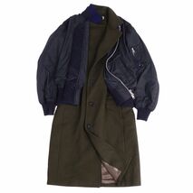 美品 サカイ Sacai luck コート ロングコート MA-1 COMBI COAT ウール アウター レディース 2(M相当) カーキ/ネイビー cg09do-rm11e25576_画像2