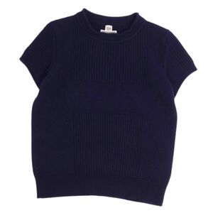  beautiful goods Hermes HERMES knitted 21AW sweater Short sleeve cashmere tops lady's England made 38 navy cg04mt-rm05e23947