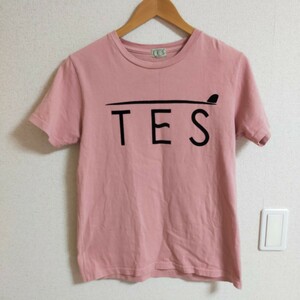 TES the endless summer エンドレスサマー フロッキープリント ロゴデザイン 半袖Tシャツ S ピンク