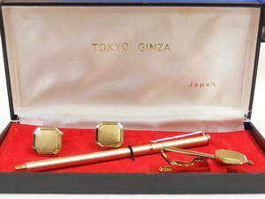 TOKYO GINZA ゴールド カフス タイバー ボールペン セット 　/ MA433