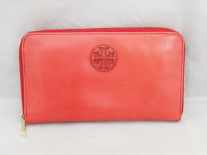 未使用★TORY BURCH トリーバーチ レザー ラウンドファスナー レッド 9009170 長財布　/B7079