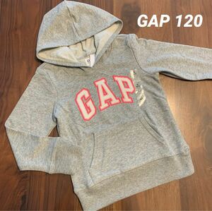 【新品】GAP KIDS ギャップ ロゴ グレー フード トレーナー パーカー 120cm 女の子 長袖