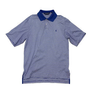 POLO GOLF ポロゴルフ ラルフローレン ピマコットン ボーダー ポロシャツ S 青白 メンズ USA規格 送料185円 23-0914