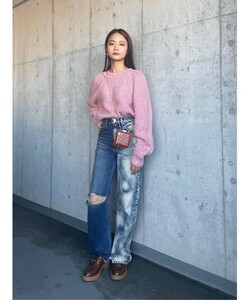 新品 moussy マウジー ブリーチ加工 デニム ルーズシルエット 定価15180円