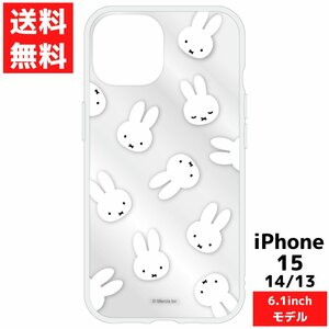 iPhone 15 14 13 対応 ケース ミッフィー フェイス総柄 クリア スマホ ケース カバー アイフォン ピーナッツ IIIIfit Clear