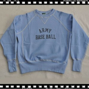 C.A.B. CLOTHING　スエットシャツ　サックス　ARMY BASEBALL サイズ４０/４２　新品