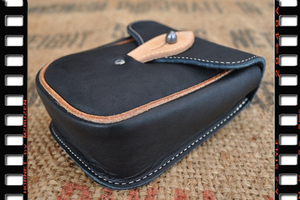 FUNNYfa knee soft leather belt pocket black new goods 
