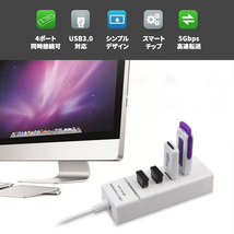 USBハブ ブラック Type-A 4ポート USB3.0 データ転送 5Gbps インジケーターランプ付き 90日保証[M便 0/1]_画像5