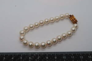 ^vK18YG metal fittings pearl pearl 7. sphere bracele ^V
