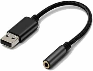 オーディオ変換ケーブル アダプタ 外付けサウンドカード USB to 3.5ｍｍ USBポート-4極 3.5mmミニジャック