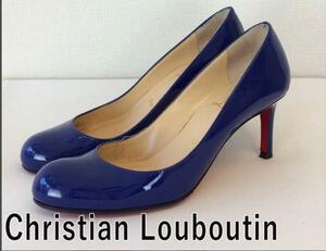 クリスチャンルブタン Christian Louboutin パンプス ブルー Xレッド エナメル 23cm