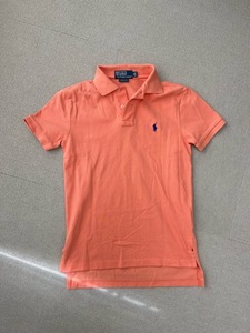 (I07536) ポロラルフローレン Polo Ralph Lauren　COSTOM FIT 半袖　ポロシャツ　サーモンピンク　メンズ　サイズXS