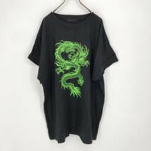 サイズ不明 SHEIN Tシャツ ブラック グリーン ドラゴン 半袖 リユース ultramto ts1138_画像1