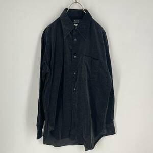 L MEN’S BIGI ボタンシャツ ブラック ベロア 長袖 リユース ultramto sh0254