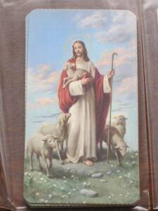 Art hand Auction 图片★耶稣基督与羊★基督教绘画圣诞贺卡, 古董, 收藏, 印刷品, 其他的