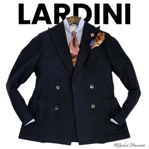 【美品】超高級 ラルディーニ 秋冬起毛厚手フランネル 流行ダブルジャケット 44 LARDINI テーラードジャケット スーツネクタイ革靴パンツに