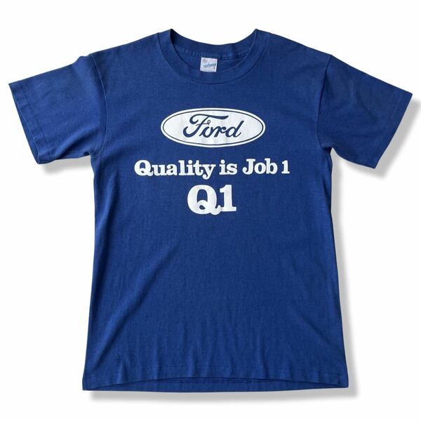 【ヴィンテージ】80s Ford(フォード) Q1 企業ロゴ プリントTシャツ M USA製 アメリカ製 50:50 シングルステッチ 半袖Tシャツ 古着