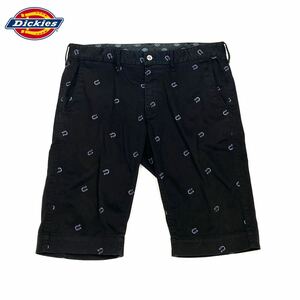 8774 Dickies ディッキーズ 馬の蹄鉄柄 ブランドロゴ ハーフパンツ ショーツ ショート パンツ メンズ ブラック 黒 34 インチ!!